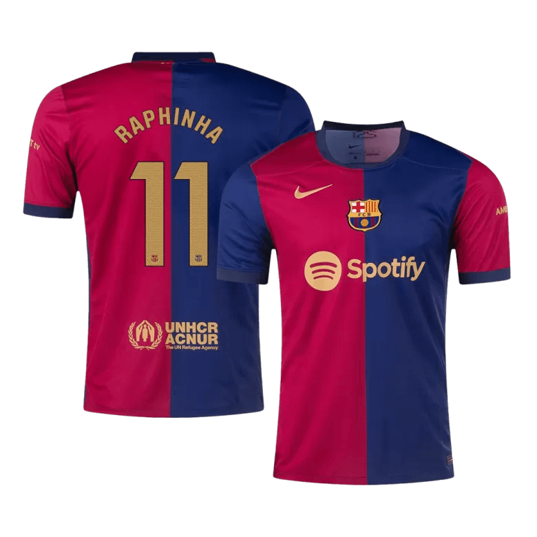 Fans Galaxy | Barcelona RAPHINHA #11 2024-25 Jersey Home Edition- Spotify Logo and Text | €29.50
