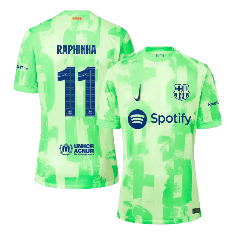 Fans Galaxy | Barcelona RAPHINHA #11 2024/25 Jersey Third Away Edition - Spotify Logo and Text | €31.99