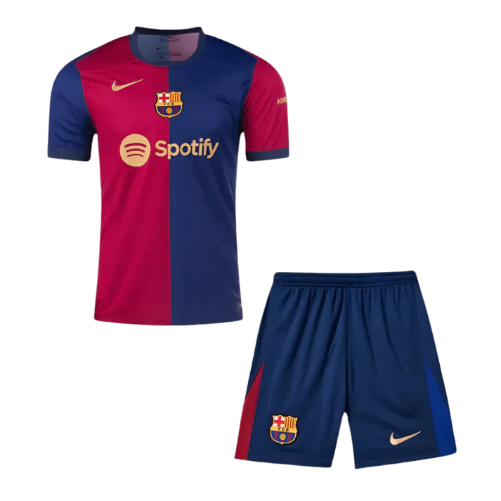 Kids Barcelona LAMINE YAMAL #19 2024/25 Home Edition Spotify Logo and Text - Kit