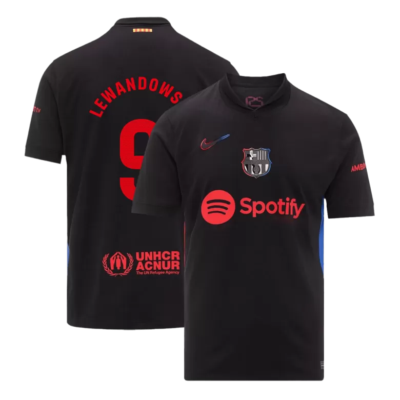 Barcelona LEWANDOWSKI #9 2024/25 Jersey Away Edition - Spotify Logo and Text