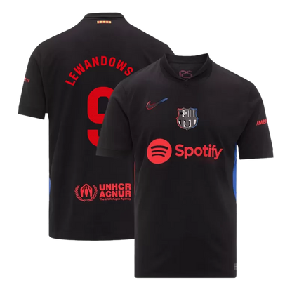 Barcelona LEWANDOWSKI #9 2024/25 Jersey Away Edition - Spotify Logo and Text