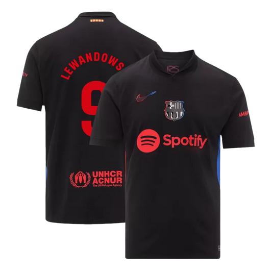 Barcelona LEWANDOWSKI #9 2024/25 Jersey Away Edition - Spotify Logo and Text