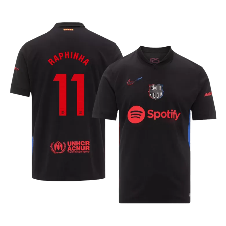 Barcelona RAPHINHA #11 2024/25 Jersey Away Edition - Spotify Logo and Text