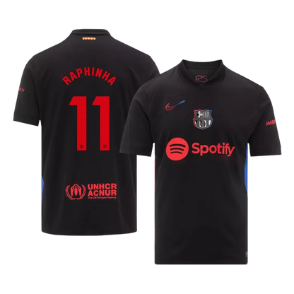 Barcelona RAPHINHA #11 2024/25 Jersey Away Edition - Spotify Logo and Text