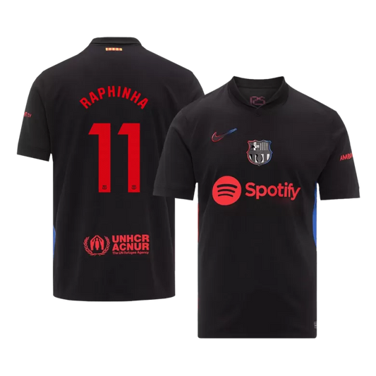 Barcelona RAPHINHA #11 2024/25 Jersey Away Edition - Spotify Logo and Text