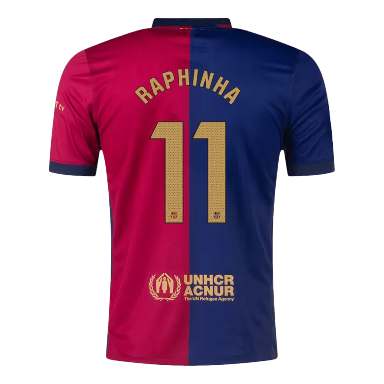 Barcelona RAPHINHA #11 2024-25 Jersey Home Edition- Spotify Logo and Text