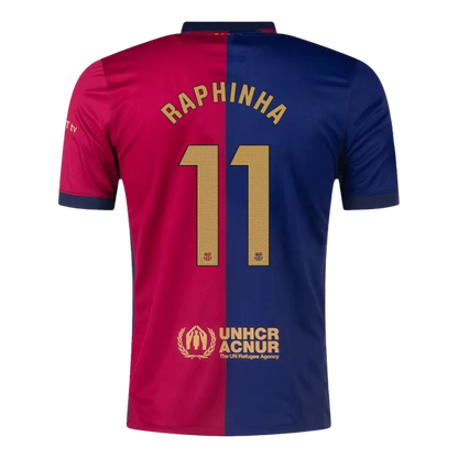 Barcelona RAPHINHA #11 2024-25 Jersey Home Edition- Spotify Logo and Text