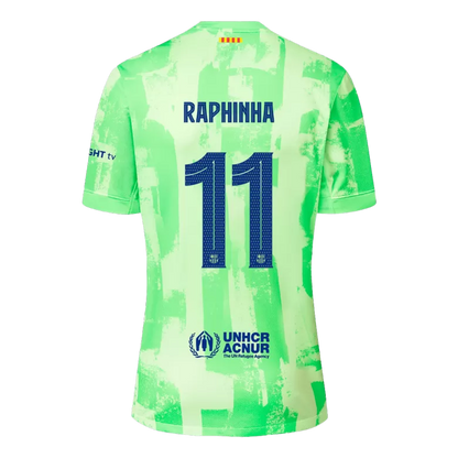 Barcelona RAPHINHA #11 2024/25 Jersey Third Away Edition - Spotify Logo and Text