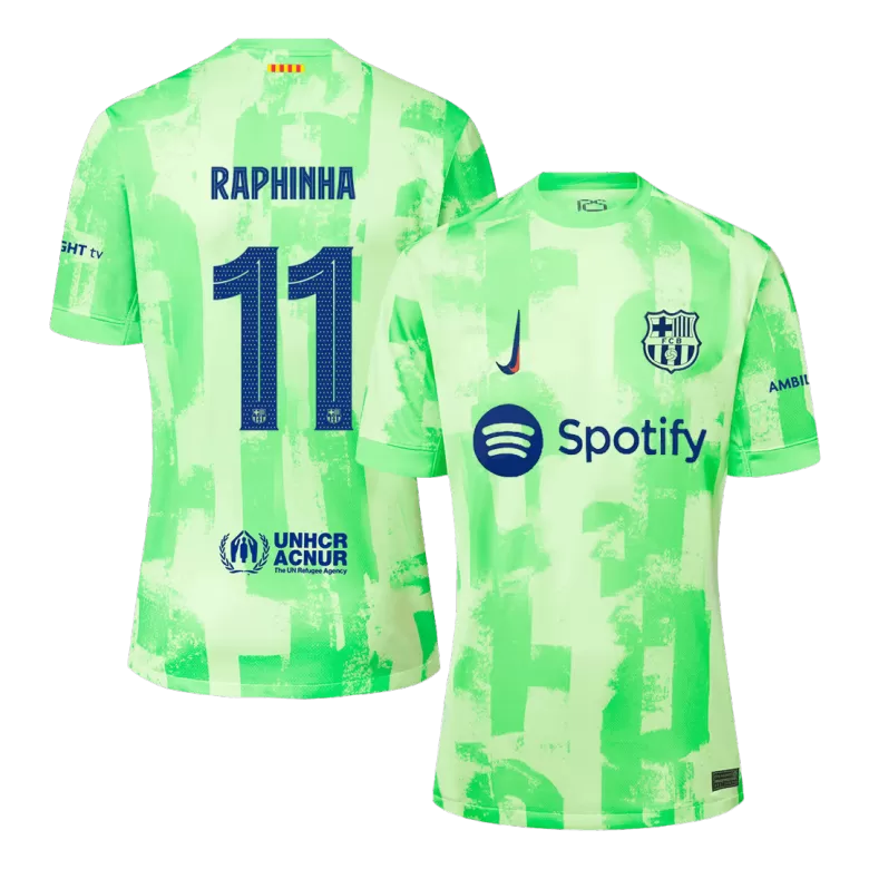 Barcelona RAPHINHA #11 2024/25 Jersey Third Away Edition - Spotify Logo and Text