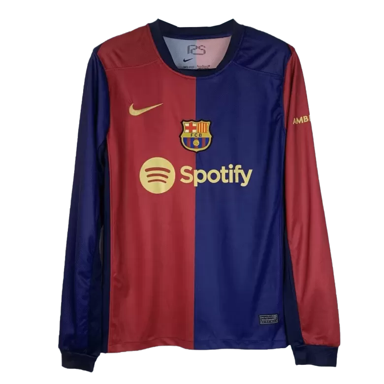 Barcelona Retro Jersey Long Sleeve Home Edition - Spotify Logo and Text