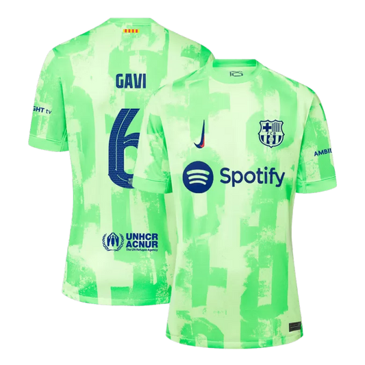 Fans Galaxy | Barcelona GAVI #6 2024/25 Jersey Third Away Edition - Spotify Logo and Text | €31.99