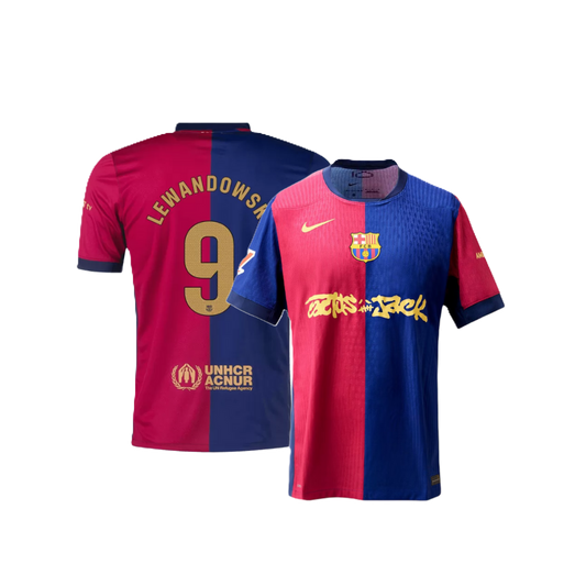 Barcelona LEWANDOWSKI #9 2024-25 Jersey Home Edition- TRAVIS SCOTT