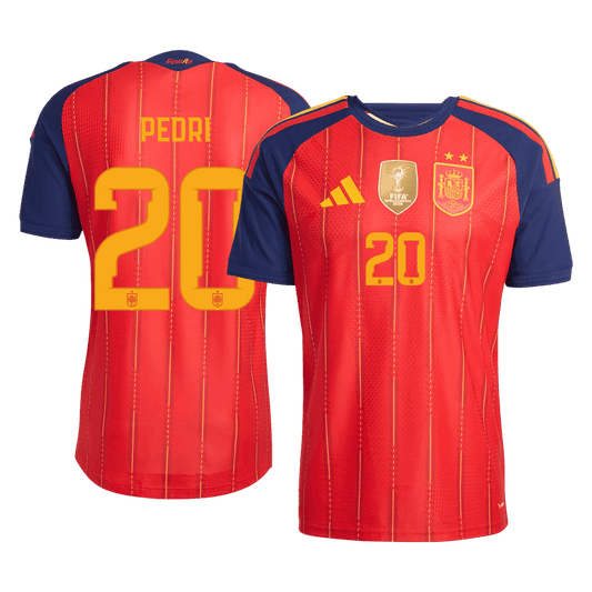 Spain PEDRI #20 2026 World Cup Home Edition Jersey Champions