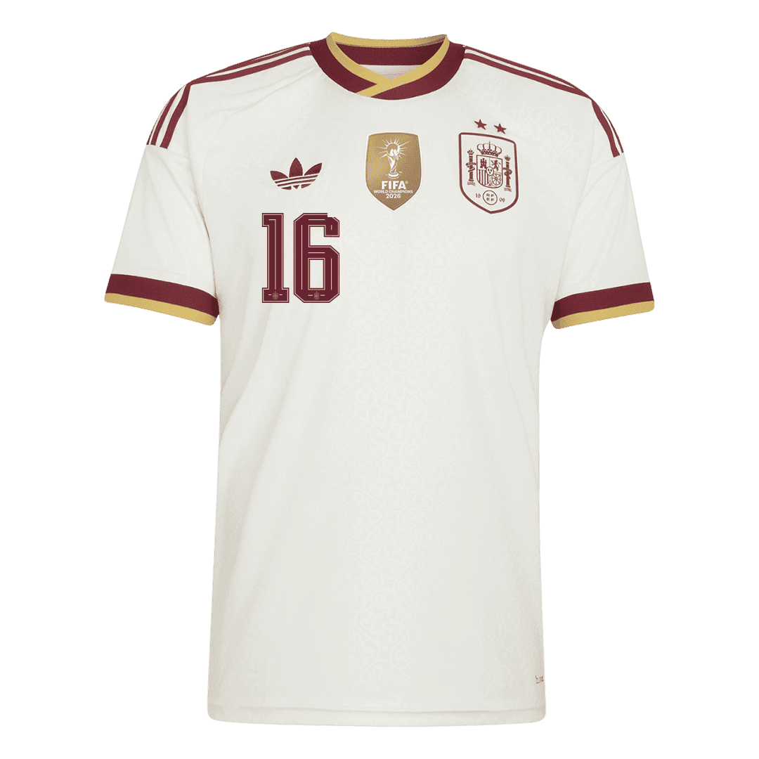 Spain RODRIGO #16 2026 World Cup Away Edition Jersey Champions