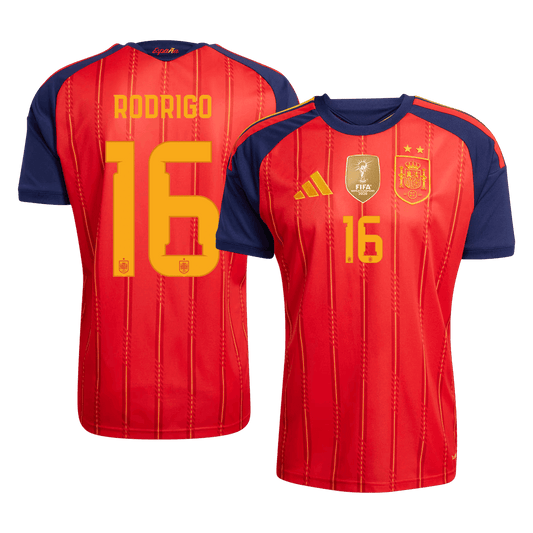 Spain RODRIGO #16 2026 World Cup Home Edition Jersey Champions