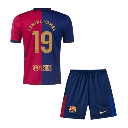 Kids Barcelona LAMINE YAMAL #19 2024/25 Home Edition Spotify Logo and Text - Kit